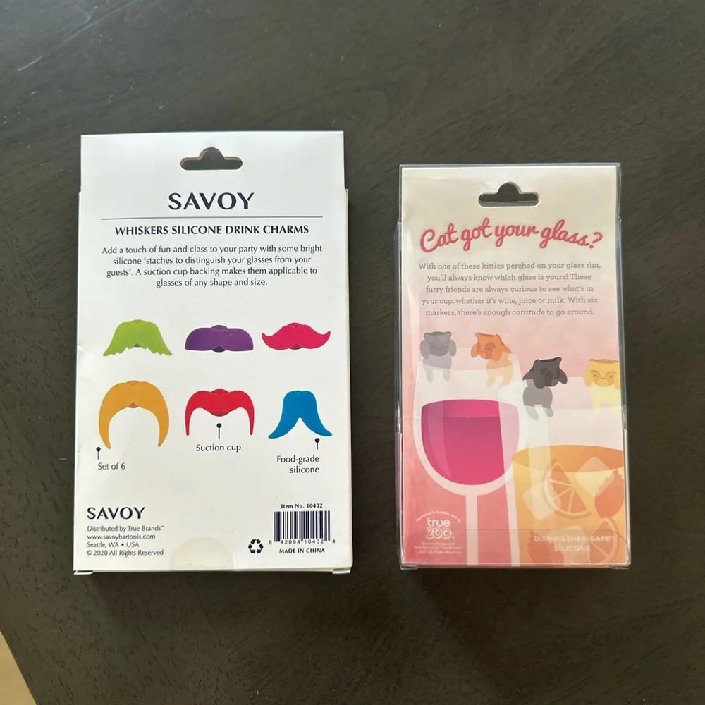 Whiskers Silicone Drink Charms & Cat Glass Markers